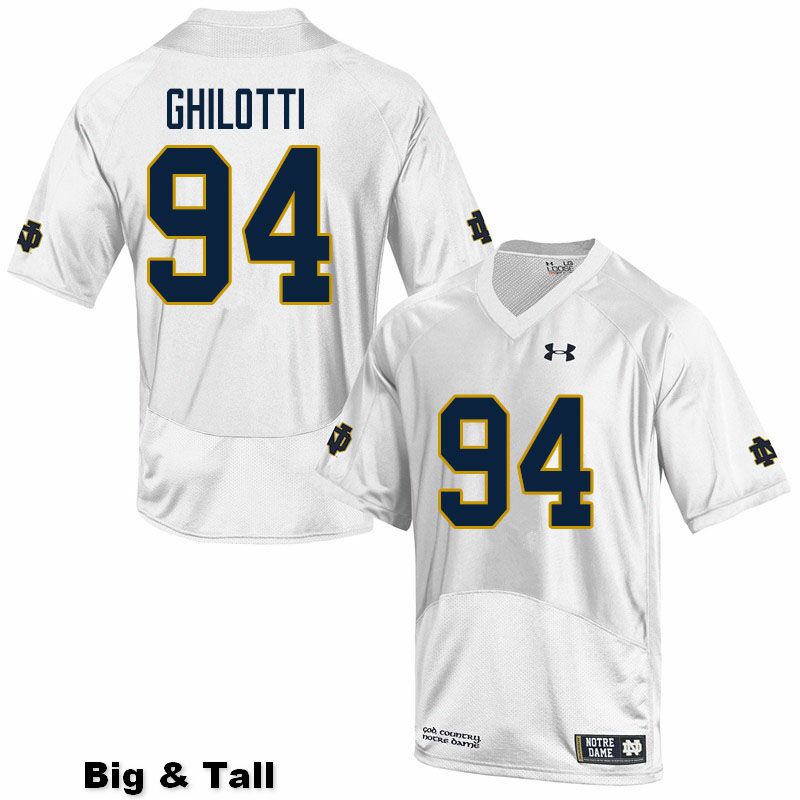 Men's NCAA Notre Dame Fighting Irish #94 Giovanni Ghilotti Stitched College Under Armour Authentic White Big & Tall Football Jersey OA10V18ZZ